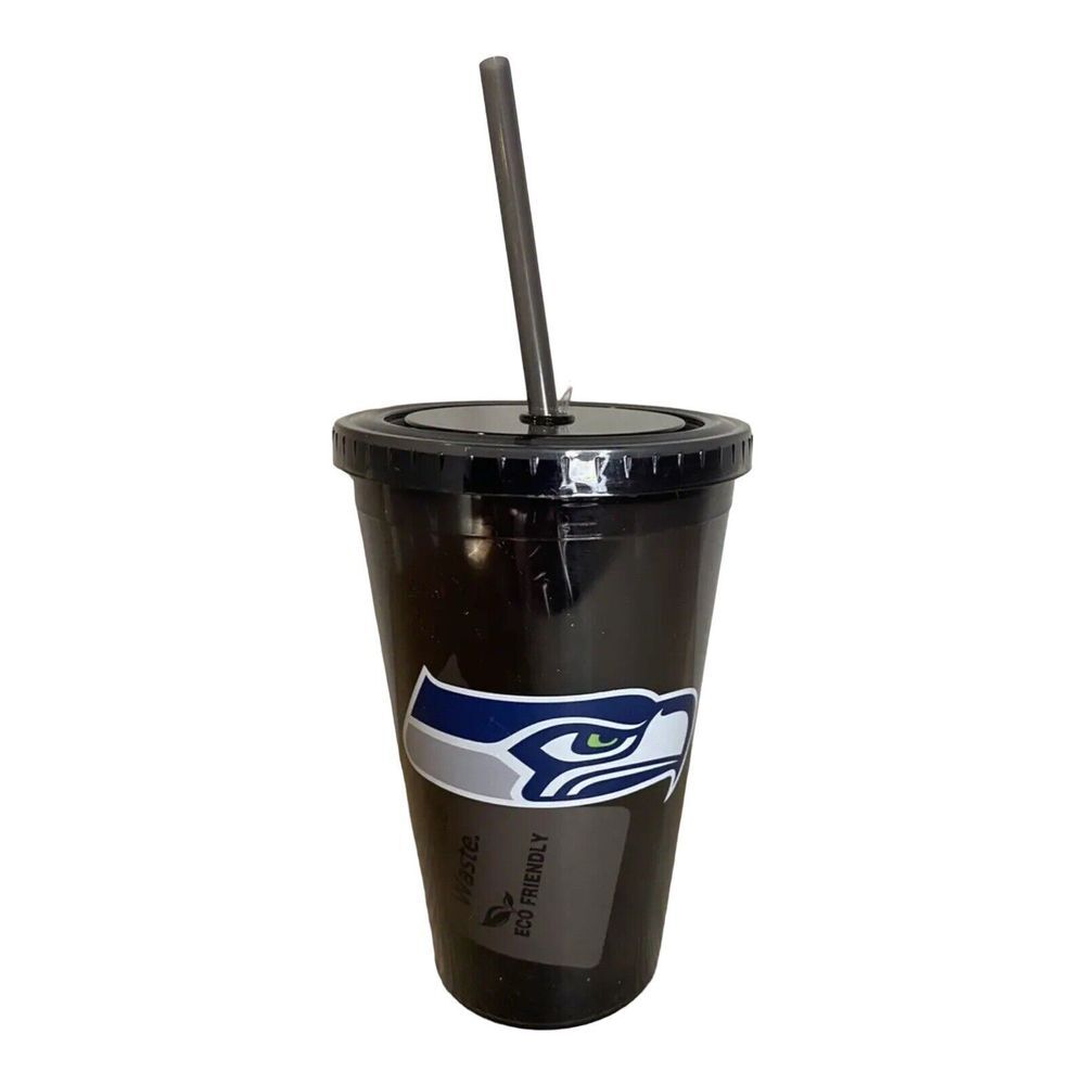 Seattle Seahawks Football NFL Licensed 16 oz Lid and Straw Travel Cup NEW